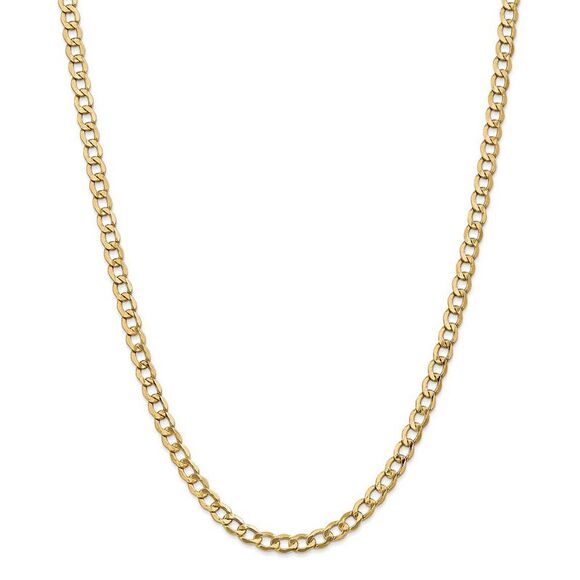 5.25mm, 14K Yellow Gold, Hollow Curb Link Chain Necklace, 28 Inch - Picture 2 of 7